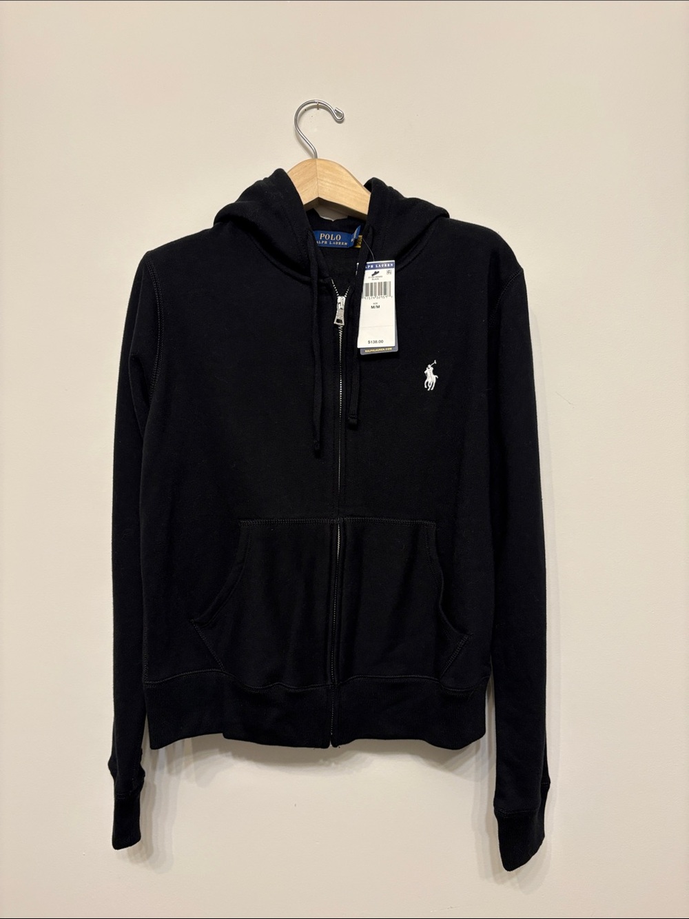 Polo Ralph Lauren black cotton hoodie sz m medium new